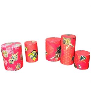 Collection of 3 varied styles of Washi tea canisters